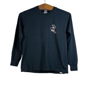 Santa Cruz Boys Black Graphic Long Sleeve Shirt Size M Skate Grunge Cotton